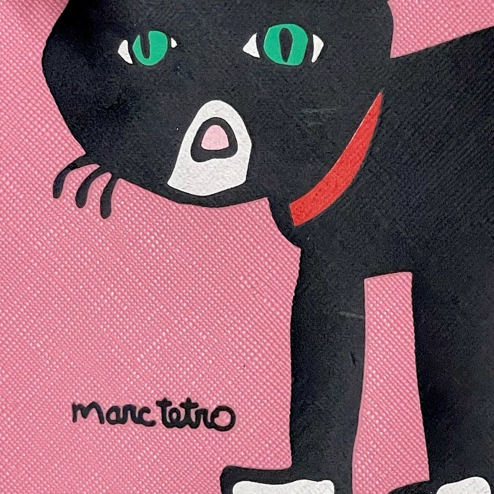 Marc Tetro Cat Crossbody Bag Pink Black Vinyl Shoulder Purse Adjustable - Picture 3 of 11